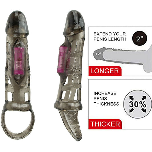 Longer Penis Sleeve Cock Ring G-Spot Vibrator Extender Adults Sex Toys Vibrating - Yourlovelychoices