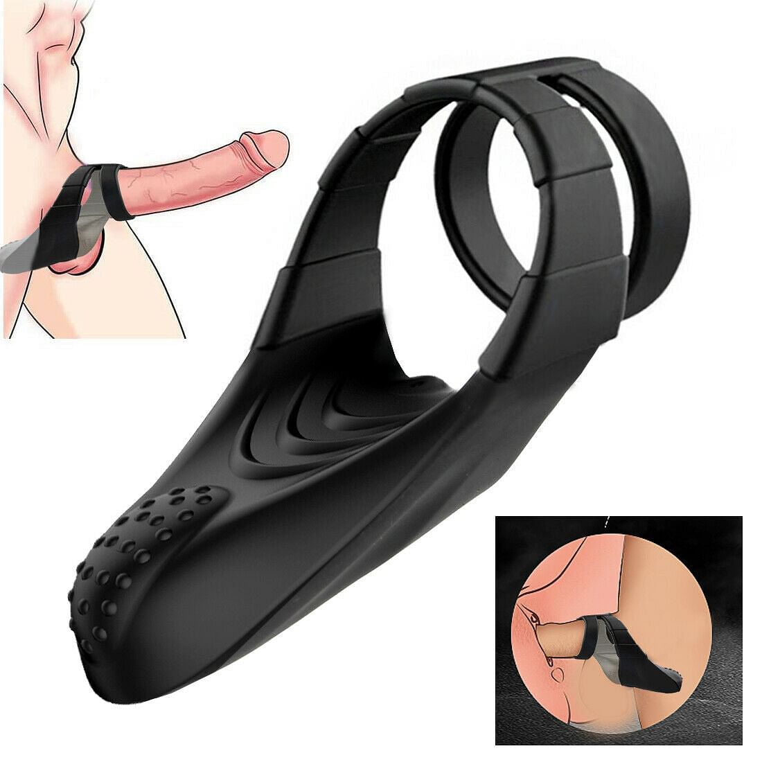 Strong Vibrating Penis Balls Ring Cock GLANS Trainer Male Masturbator Vibrator - Yourlovelychoices