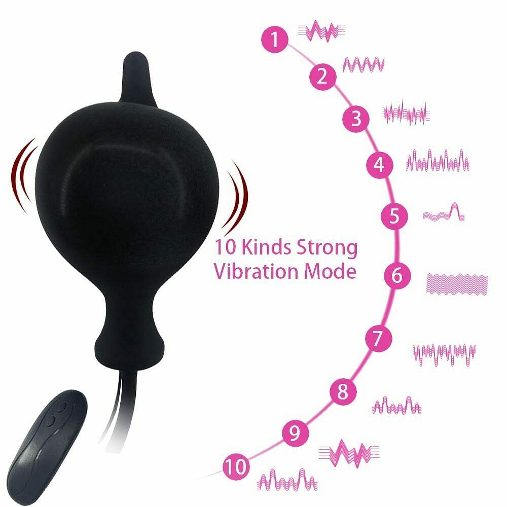 Vibrating 10 Speed Inflatable Anal Butt Plug Vibrator Dildo G-spot Massager Sex - Yourlovelychoices