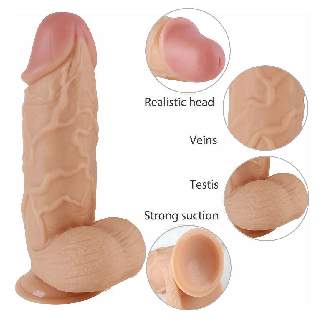 10" Big Fatty Realistic Dildo Wide Penis Suction Cup Flesh No Vibrate 25cm DICK - Yourlovelychoices