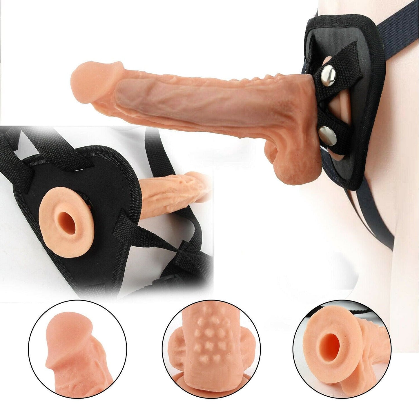 Hollow Solid Strap On Dildo Harness Vibrator Anal Plug Sex Toys for Male Couple - Yourlovelychoices