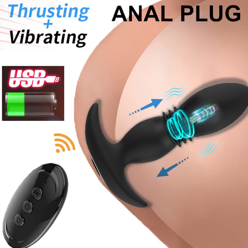 Vibrating Thrusting Prostate Massager Dildo Vibrator Sex Toys Anal Plug Silicone - secretera