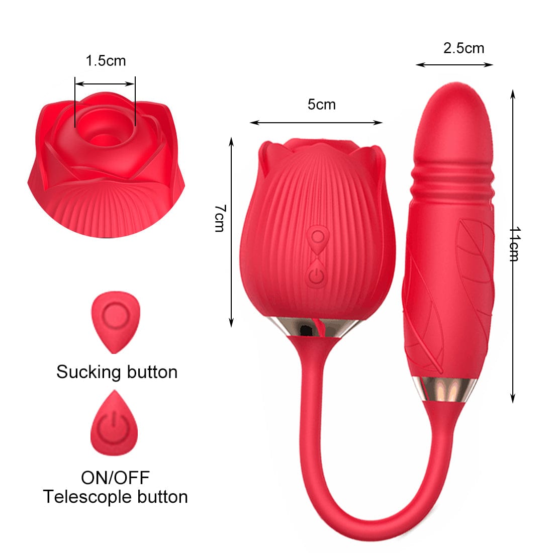 Telescopic Clit Pump Sucking Rose Vibrator G-Spot Dildo Adult Sex Toys for Women - secretera