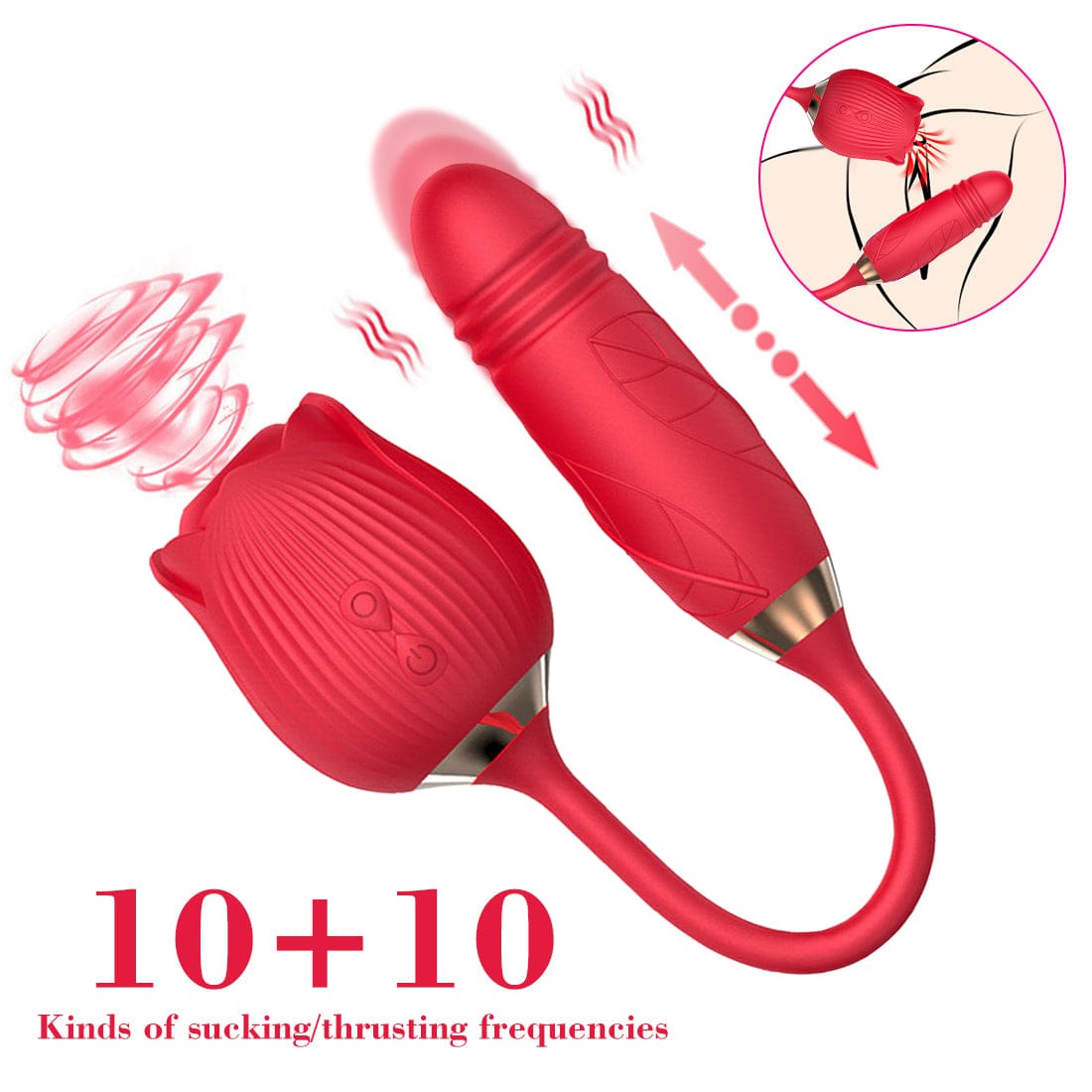 Telescopic Clit Pump Sucking Rose Vibrator G-Spot Dildo Adult Sex Toys for Women - secretera