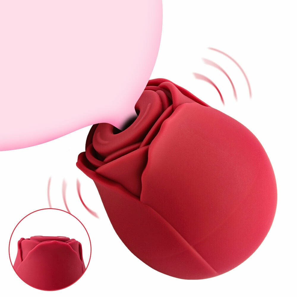 Rose Tongue Licking Vibrator Sucker Nipple Clit Dildo Sex Toy Sucking USB Charge - secretera