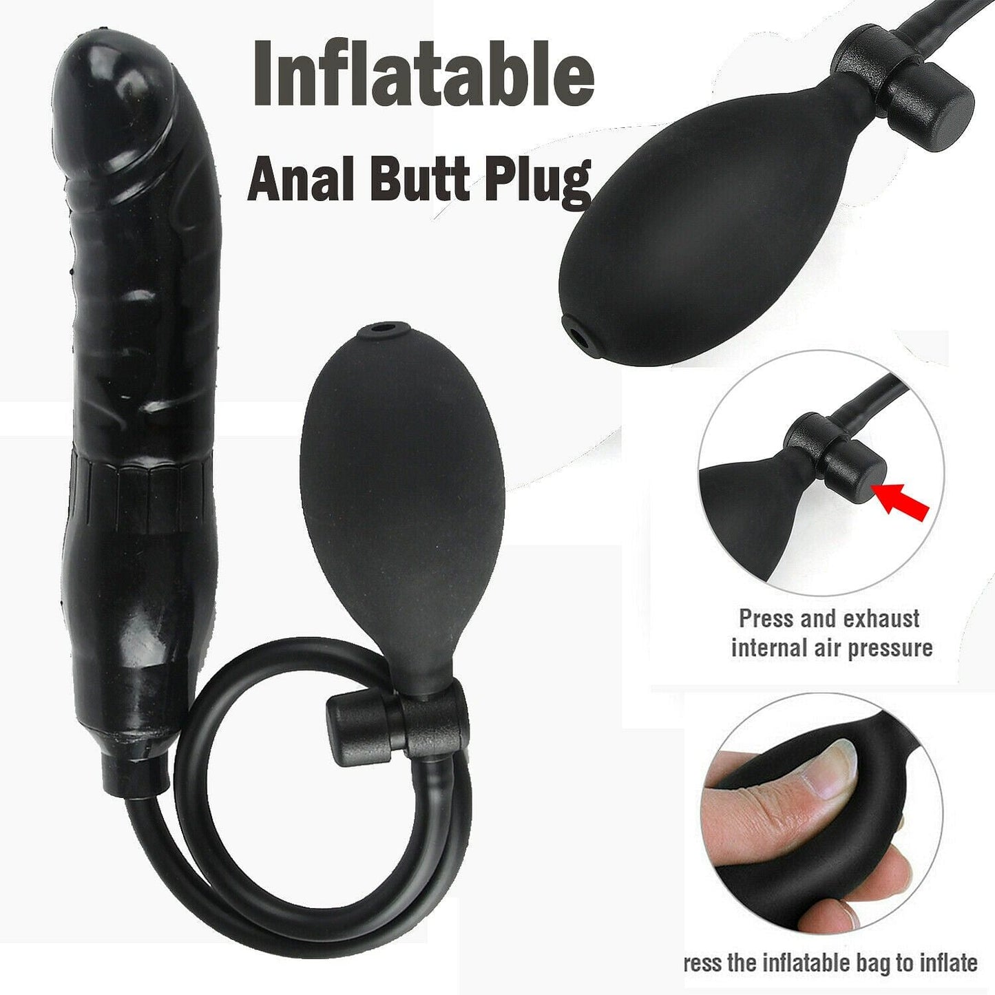 Inflatable Dildo Butt Plug Anal Dildo Blow Up Expanding Massager Sex Toys - Yourlovelychoices