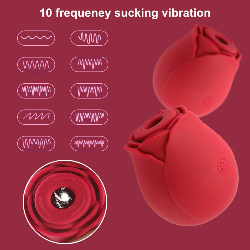 Rose Tongue Licking Vibrator Sucker Nipple Clit Dildo Sex Toy Sucking USB Charge - secretera