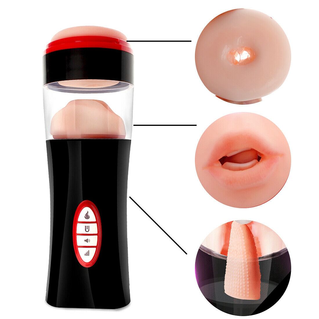 Vibrating Male Penis Mouth Tongue Masturbator Cup Massager Sex Toys Blowjob - Yourlovelychoices