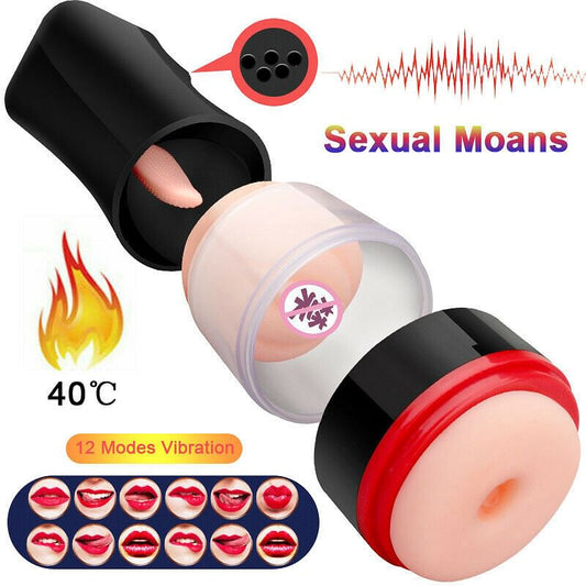 Vibrating Male Penis Mouth Tongue Masturbator Cup Massager Sex Toys Blowjob - Yourlovelychoices