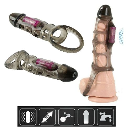 Vibrating Penis Enhancing Sleeve Cock Ring Delay Aid Clit Sex Toys Vibrator - yourlovelychoices