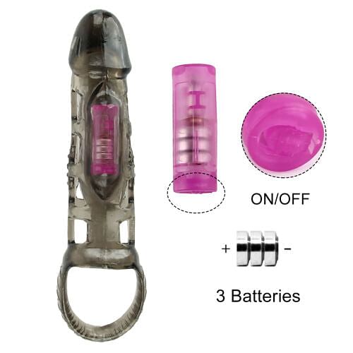 Vibrating Penis Enhancing Sleeve Cock Ring Delay Aid Clit Sex Toys Vibrator - yourlovelychoices