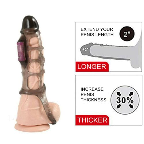 Vibrating Penis Enhancing Sleeve Cock Ring Delay Aid Clit Sex Toys Vibrator - yourlovelychoices