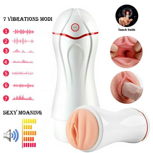 Male Vibrator Masturbation Cup Sex Toy Masturbator - Sexy Moaning - Touch Switch - yourlovelychoices